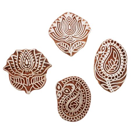 Set of 4 Piece New Mix Wooden Printing Block